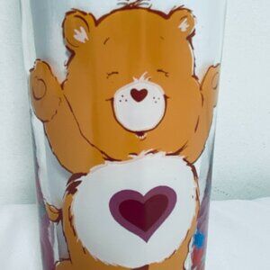 VNTG CARE BEAR "TENDERHEART BEAR" TUMBLER GLASS AM GREETINGS PIZZA HUT 1983 EUC